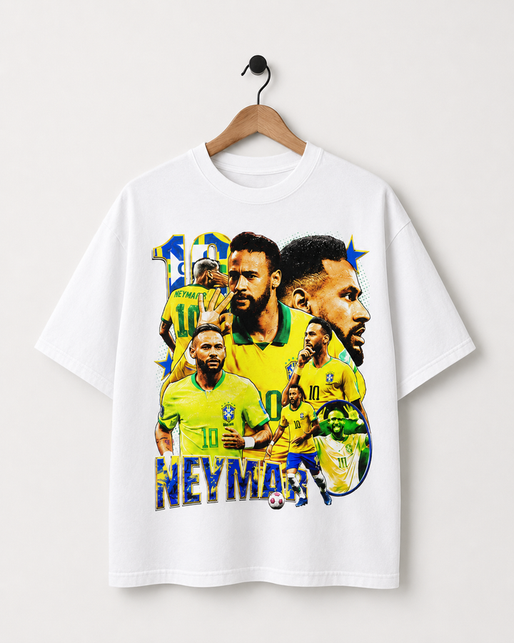 Camiseta Neymar 10 Oversized Retrô Masculina - Creme
