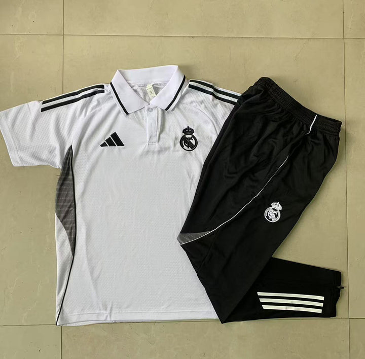 Kit Polo Real Madrid 25/26 - Branco/Preto