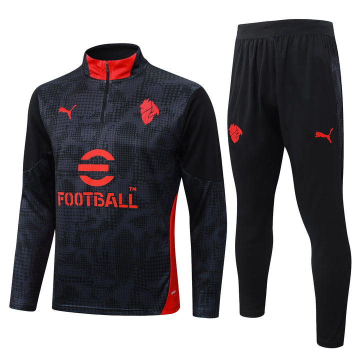 Conjunto Treino AC Milan 25/26 - Preto/Vermelho