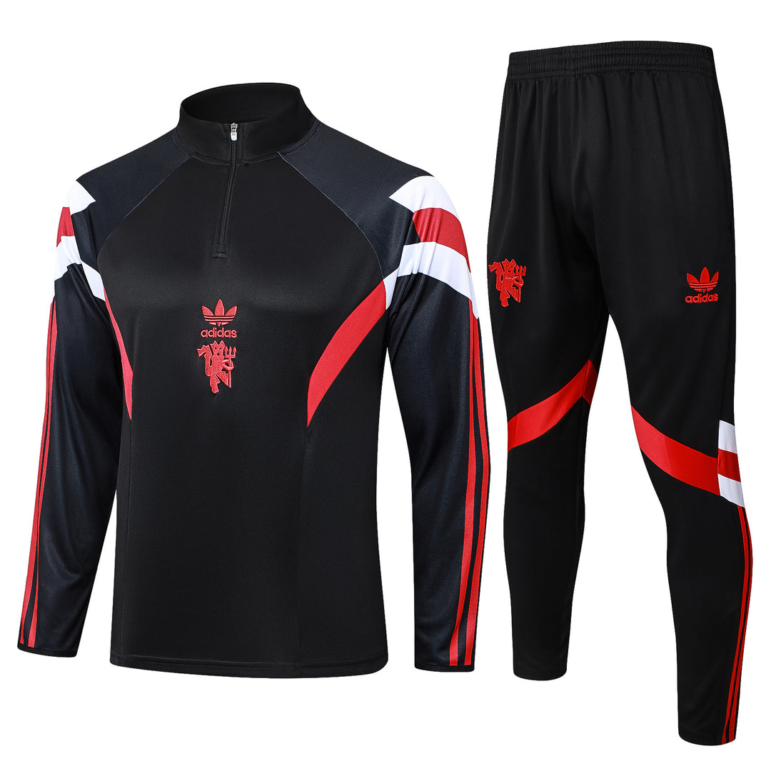 Conjunto Treino Manchester United 24/25 - Preto/Vermelho/Branco