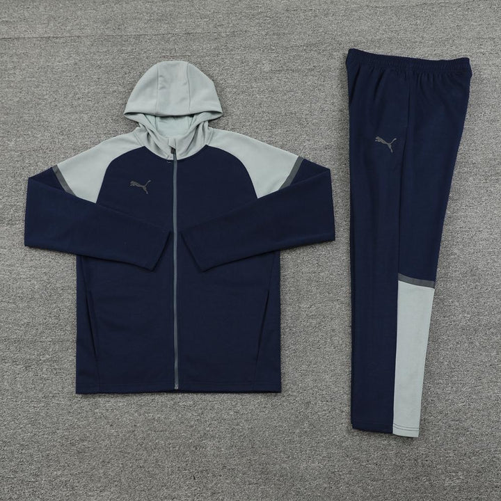 Conjunto Puma Tech Fleece - Azul Escuro/Cinza