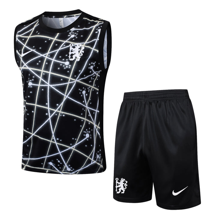 Kit Regata Chelsea 25/26 - Preto/Branco Neon
