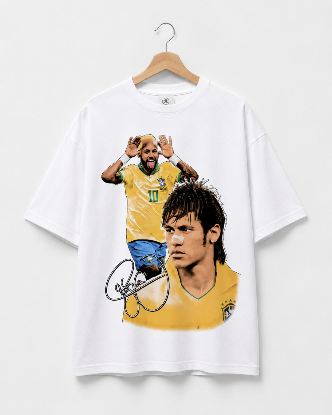 Camiseta Neymar Brasil 10 Vintage Oversized Masculina - Branca