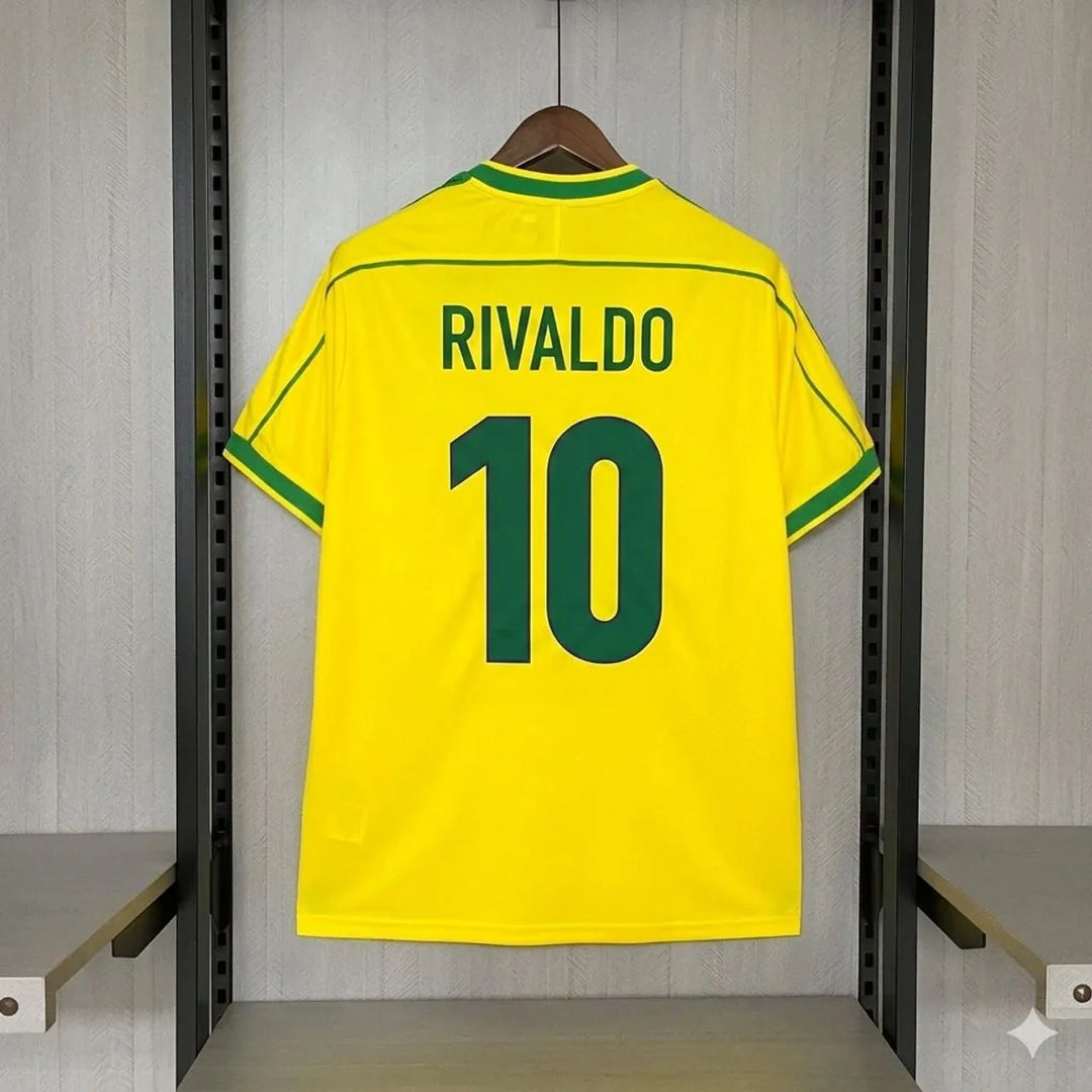 Camisa Retrô Brasil 1998 Home - Rivaldo #10 (Pronta Entrega)