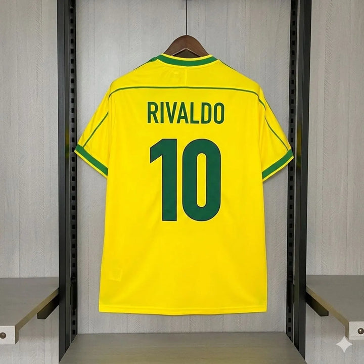 Camisa Retrô Brasil 1998 Home - Rivaldo #10 (Pronta Entrega)
