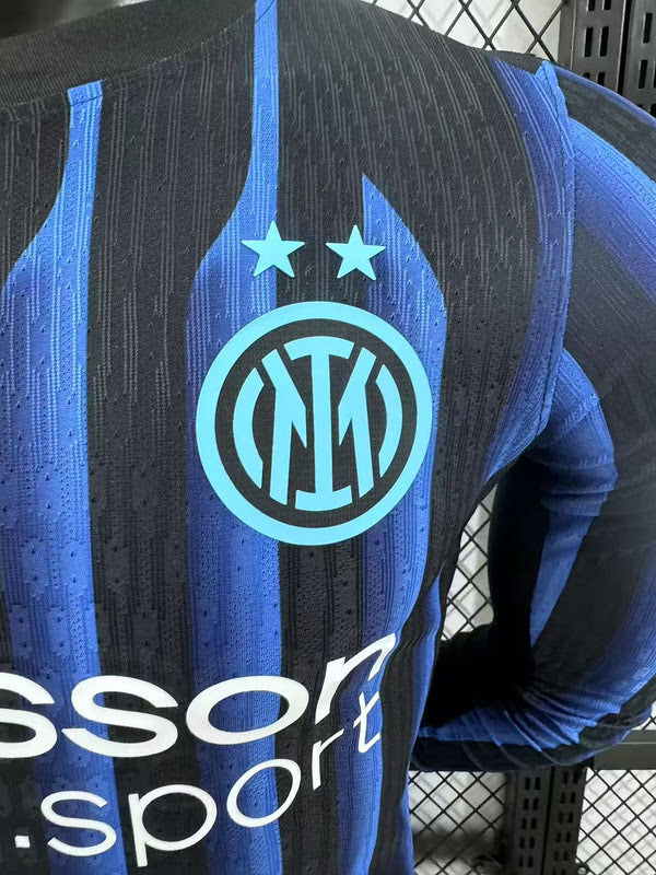 Camisa Inter de Milão 25/26 Home Versão Jogador - Manga Longa (Patrocínio)