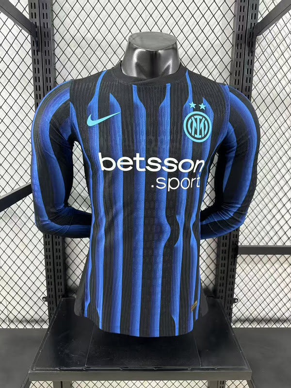 Camisa Inter de Milão 25/26 Home Versão Jogador - Manga Longa (Patrocínio)