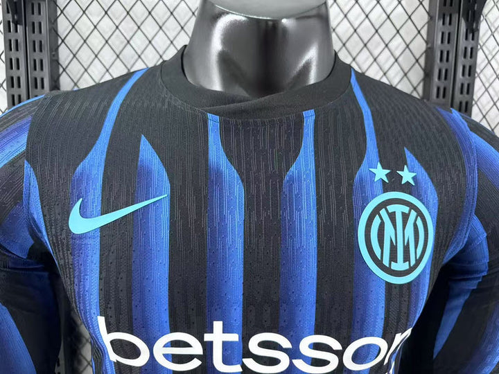 Camisa Inter de Milão 25/26 Home Versão Jogador - Manga Longa (Patrocínio)