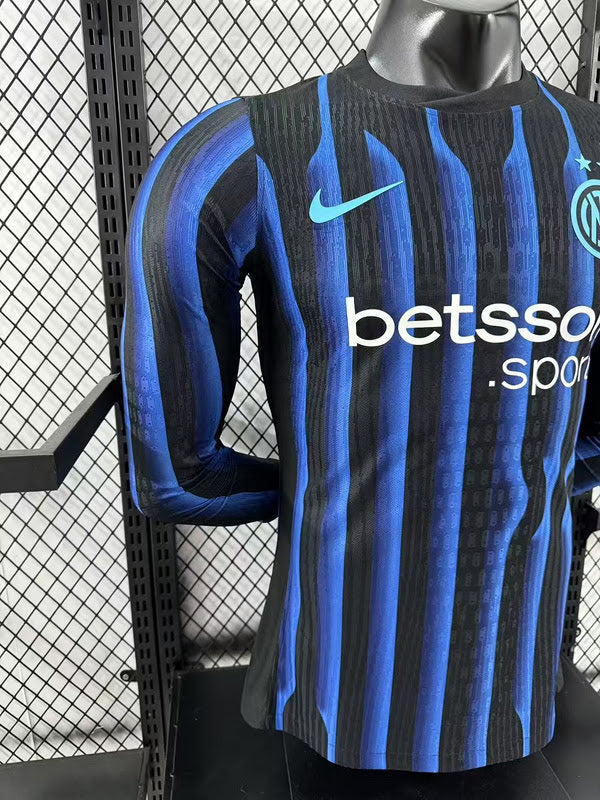 Camisa Inter de Milão 25/26 Home Versão Jogador - Manga Longa (Patrocínio)