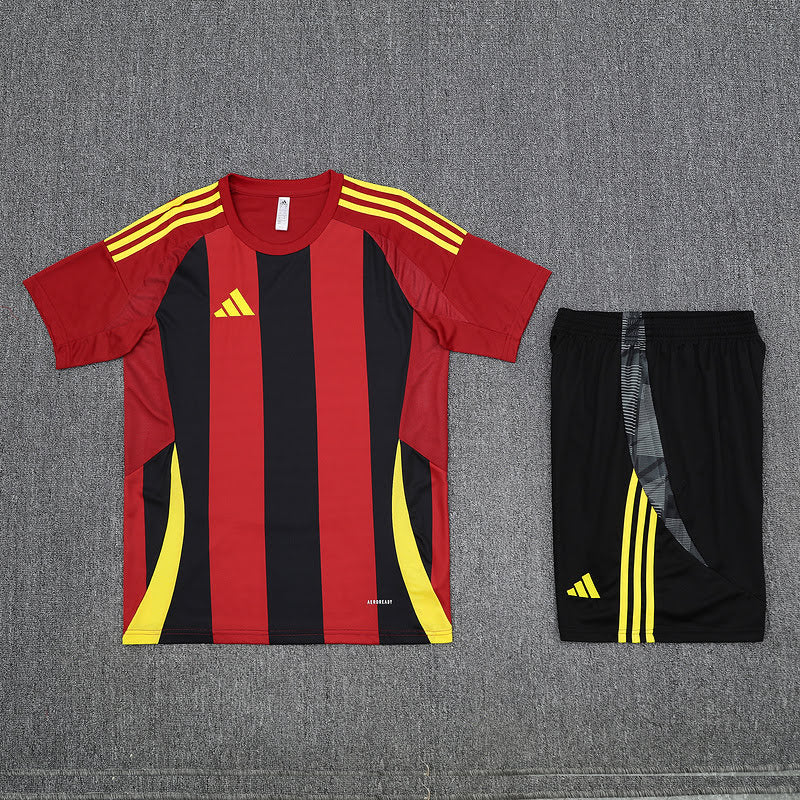 Kit Adidas - Listrado Preto/Vermelho