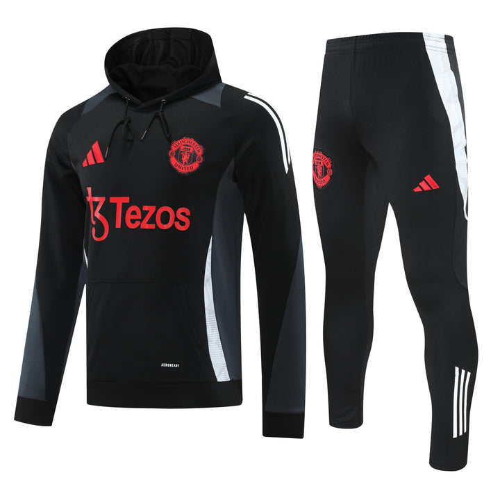 Conjunto Manchester United 2024/25 Preto/Branco - Capuz
