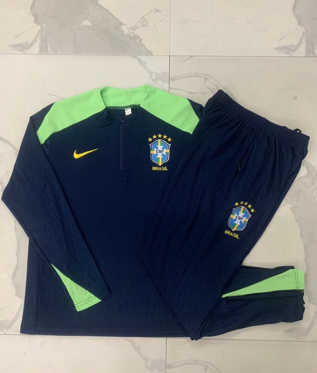 Conjunto Treino Brasil 24/25 - Azul Marinho/Verde Menta