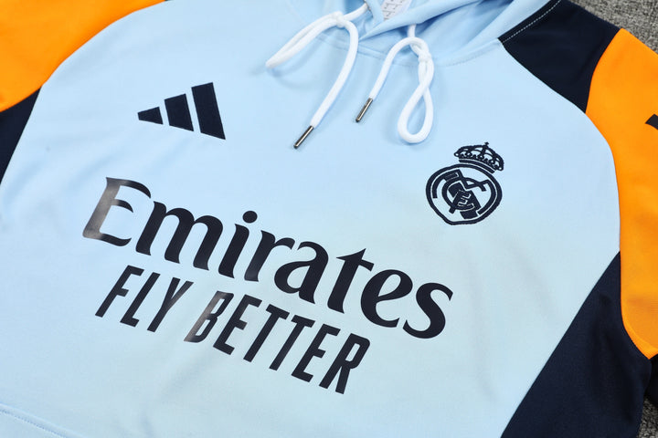 Blusão Real Madrid 2024/25 Azul Claro - Capuz