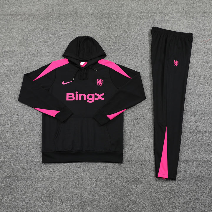 Conjunto Chelsea 2024/25 Preto/Rosa - Capuz