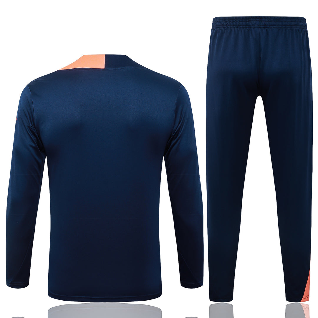 Conjunto Treino Barcelona 25/26 - Azul Marinho/Salmão