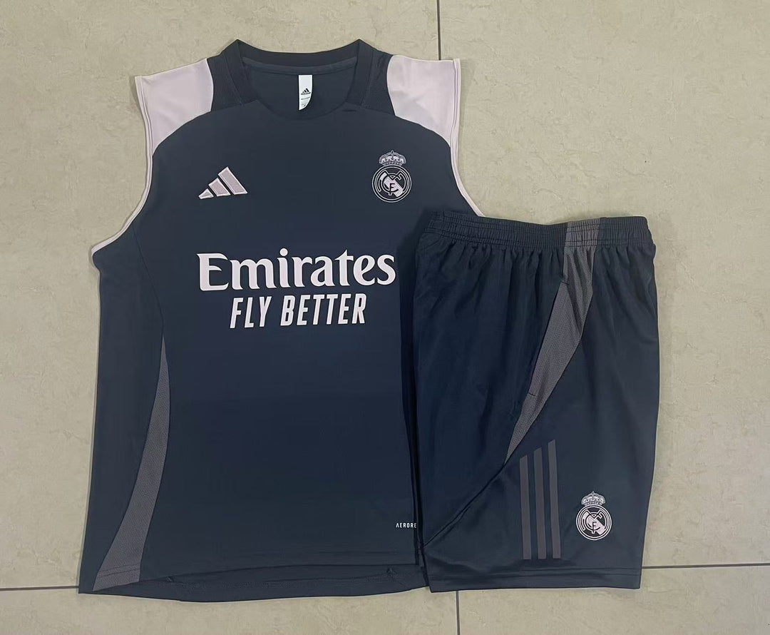 Kit Regata Real Madrid 24/25 - Grafite/Branco/Cinza Chumbo