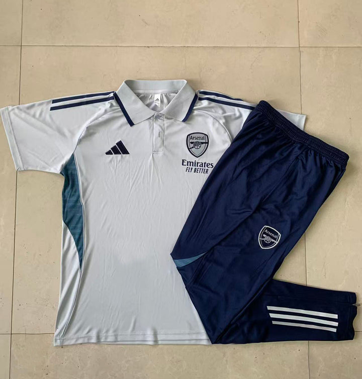Kit Polo Arsenal 25/26 - Branco/Azul Marinho