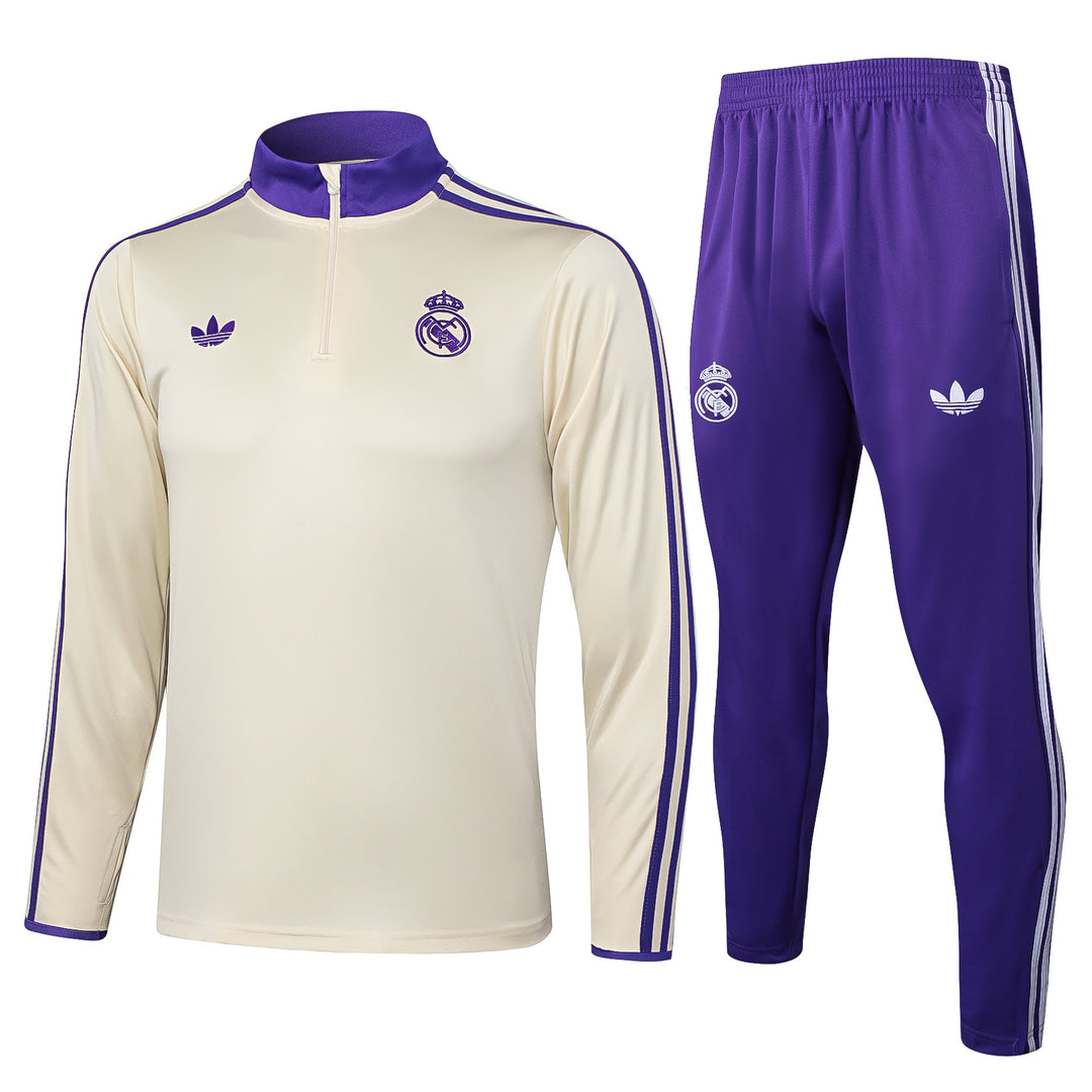 Conjunto Treino Real Madrid 25/26 - Off-White/Roxo