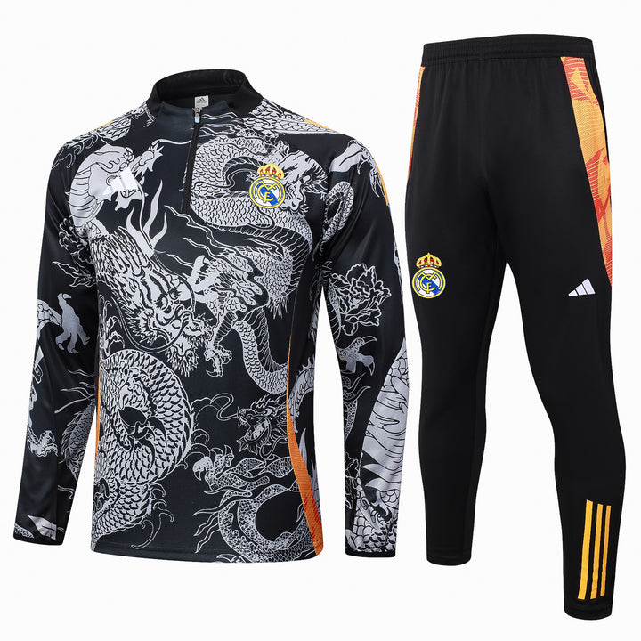 Conjunto Treino Real Madrid 24/25 - Preto/Cinza Claro