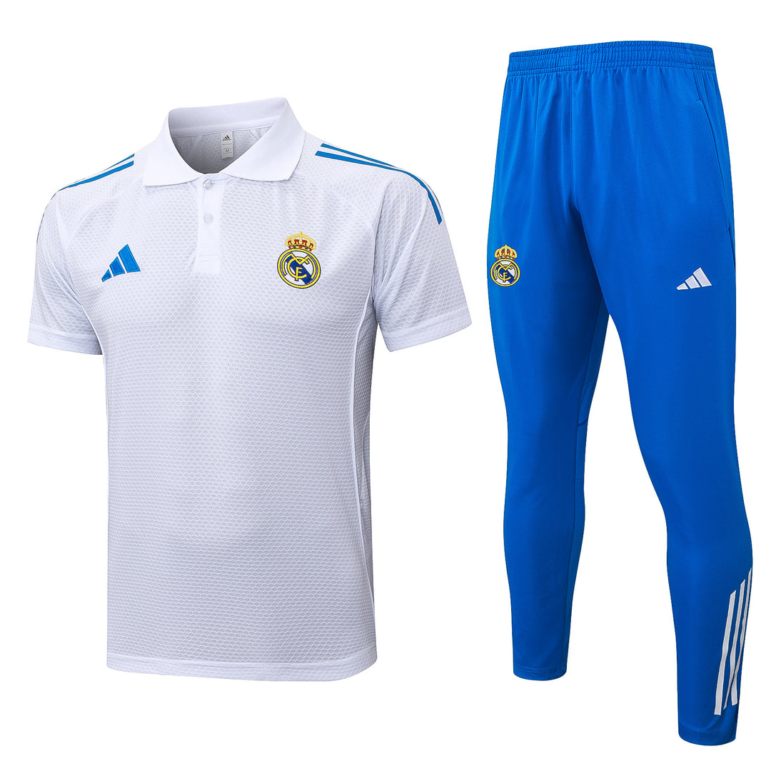 Kit Polo Real Madrid 25/26 - Branco/Azul Royal