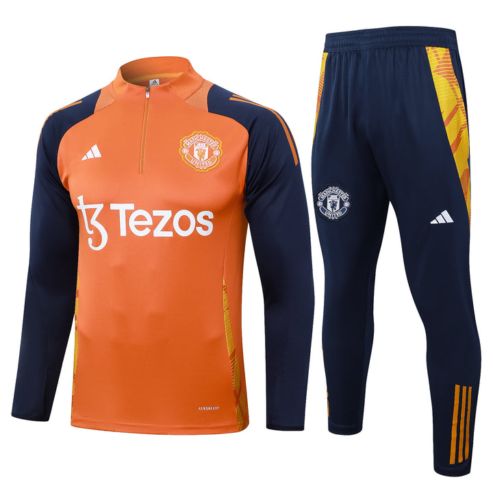 Conjunto Treino Manchester United 24/25 - Laranja/Azul Marinho
