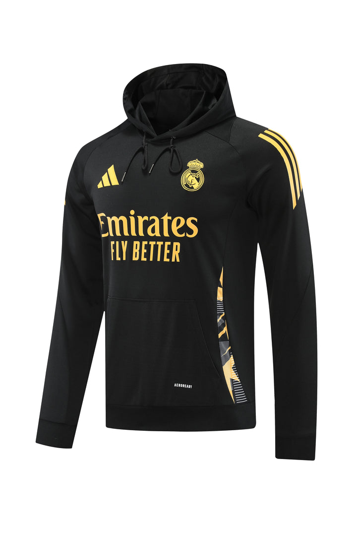 Blusão Real Madrid 2024/25 Preto/Amarelo - Capuz