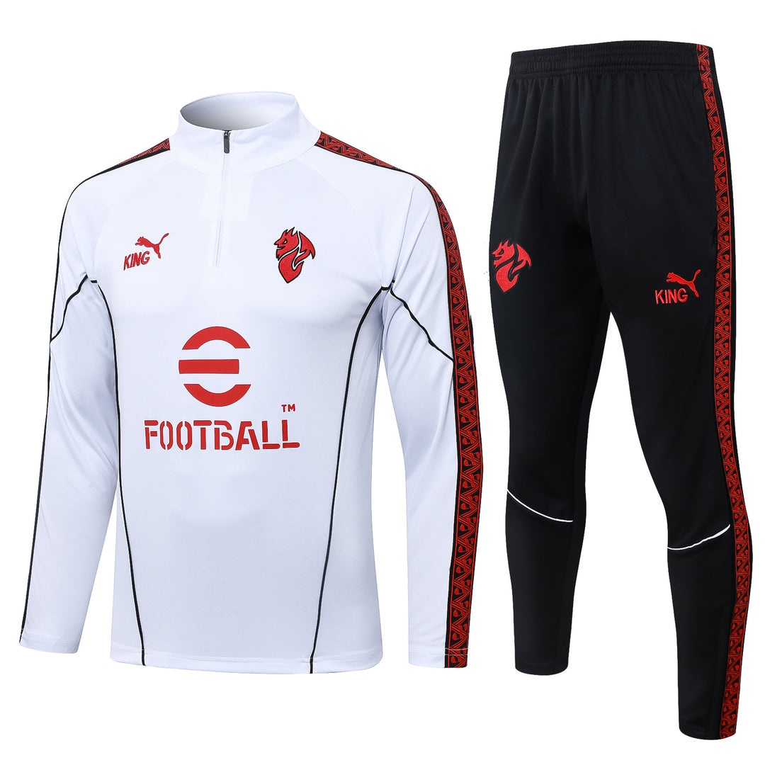 Conjunto Treino AC Milan 25/26 - Branco/Preto