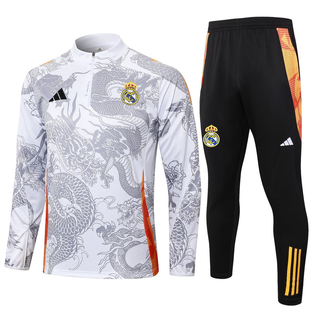 Conjunto Treino Real Madrid 24/25 - Branco/Cinza