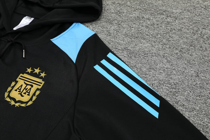 Conjunto Argentina 2024/25 Preto/Azul Claro - Capuz