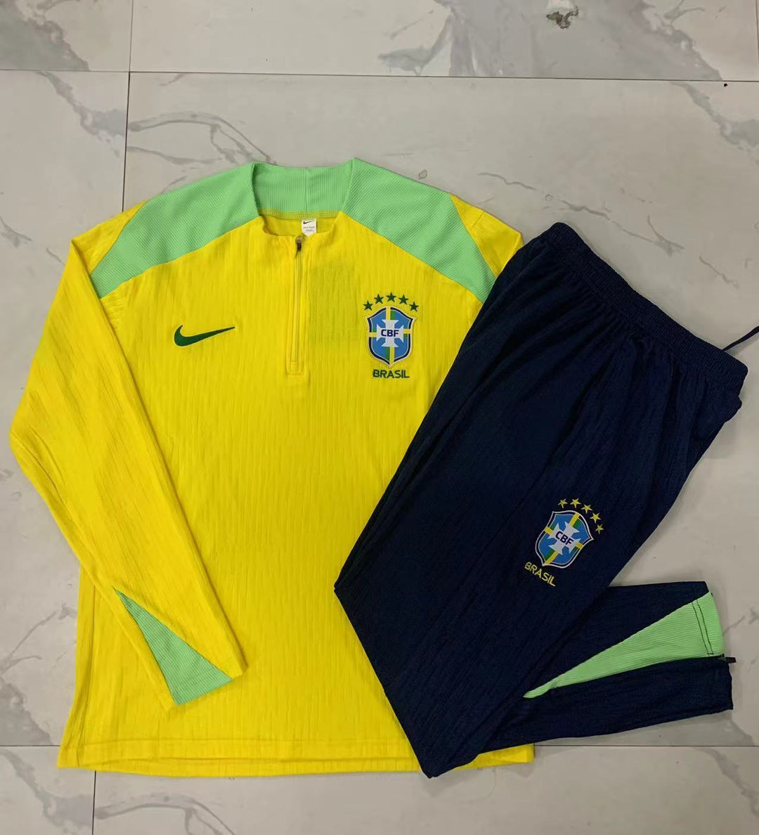 Conjunto Treino Brasil 24/25 - Amarelo/Azul Marinho