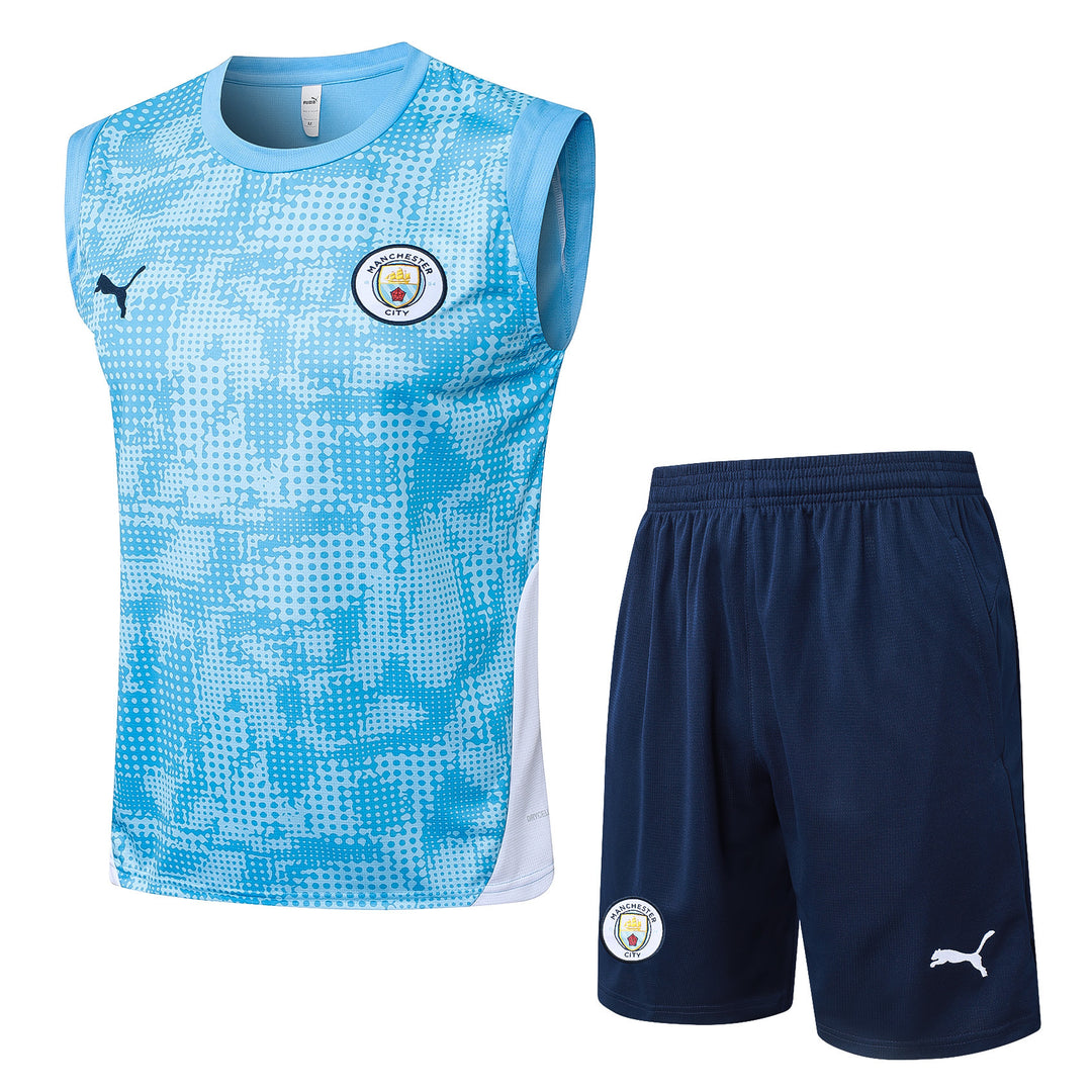 Kit Regata Manchester City 25/26 - Azul Bebê/Branco/Azul Marinho