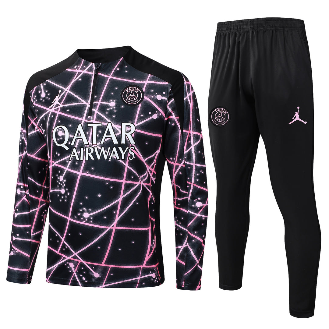 Conjunto Treino PSG 25/26 - Preto/Rosa Neon
