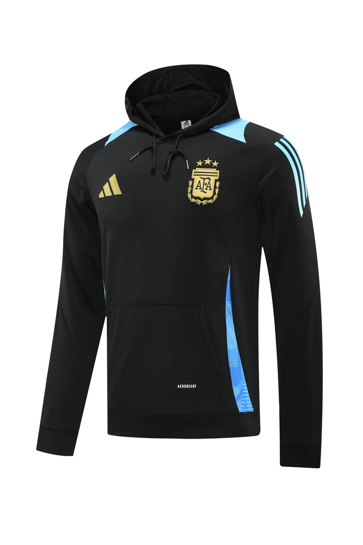 Blusão Argentina 2024/25 Preto/Azul Claro - Capuz