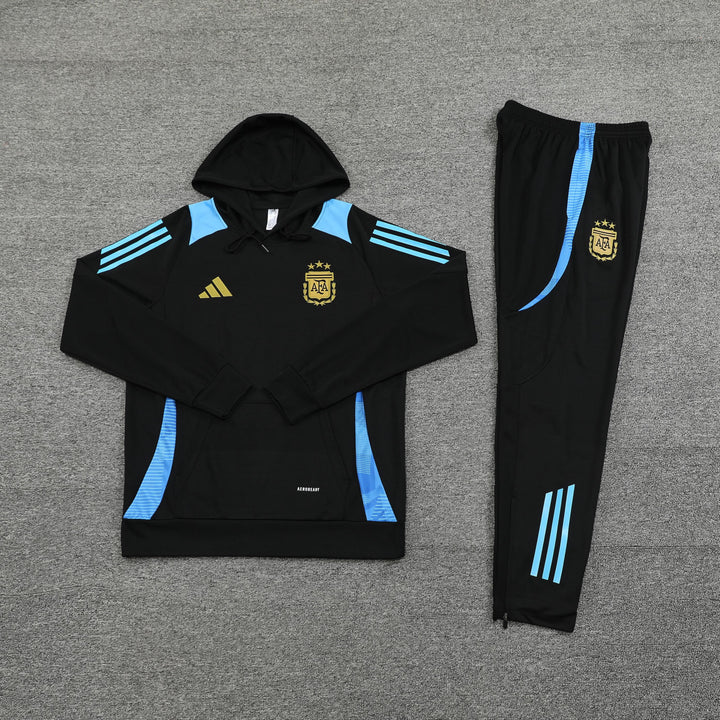 Conjunto Argentina 2024/25 Preto/Azul Claro - Capuz
