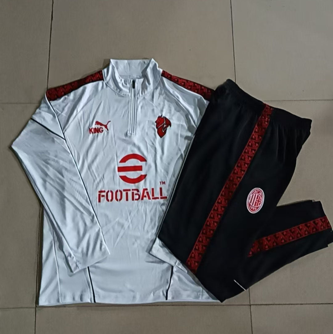 Conjunto Treino AC Milan 25/26 - Branco/Preto