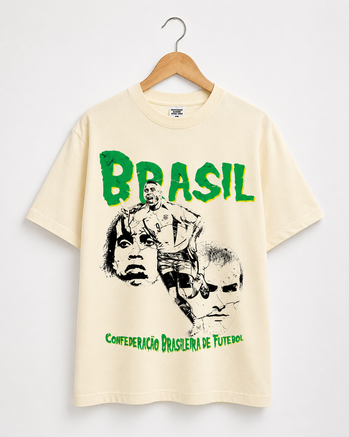 Camiseta Brasil Campeão Mundial 2002 Oversized Masculina - Preto lavado