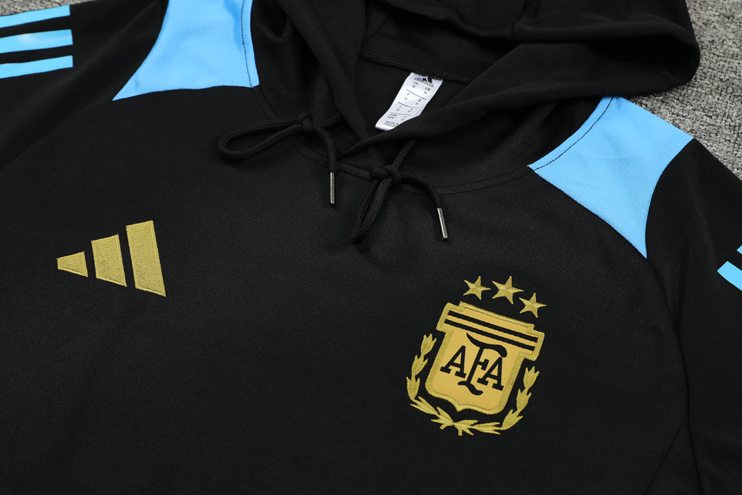 Conjunto Argentina 2024/25 Preto/Azul Claro - Capuz