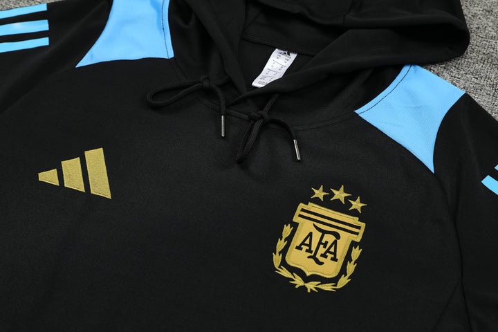 Conjunto Argentina 2024/25 Preto/Azul Claro - Capuz