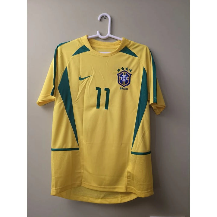 Camisa Retrô Brasil 2002 Home - Ronaldinho #11 (Pronta Entrega)