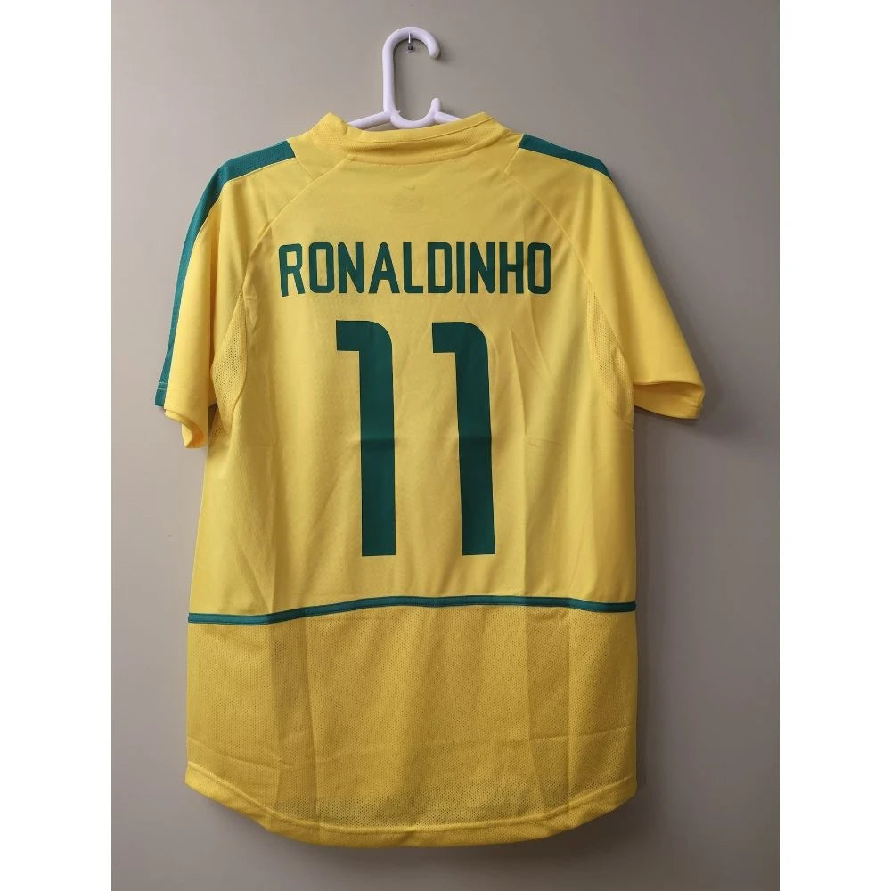 Camisa Retrô Brasil 2002 Home - Ronaldinho #11 (Pronta Entrega)