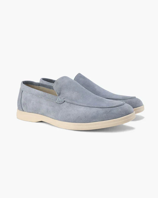 Mocassins de Camurça Confort - Azul Névoa