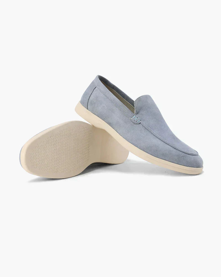 Mocassins de Camurça Confort - Azul Névoa