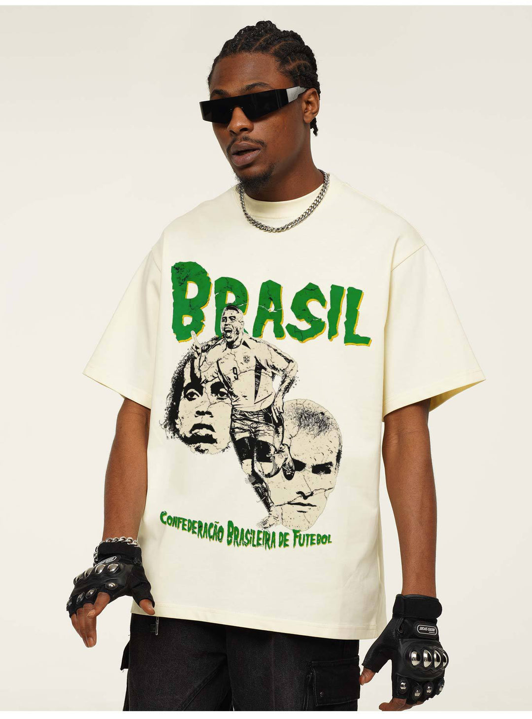 Camiseta Brasil Campeão Mundial 2002 Oversized Masculina - Preto lavado