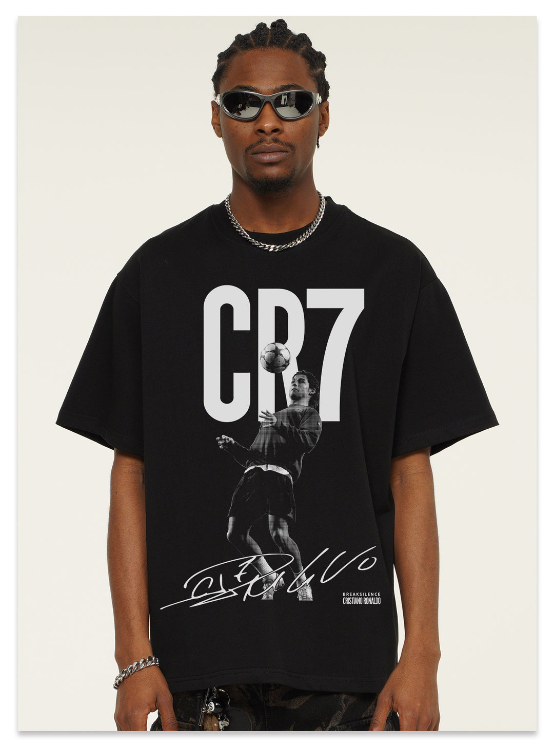 Camiseta CR7 Vintage Masculina - Preto Lavado