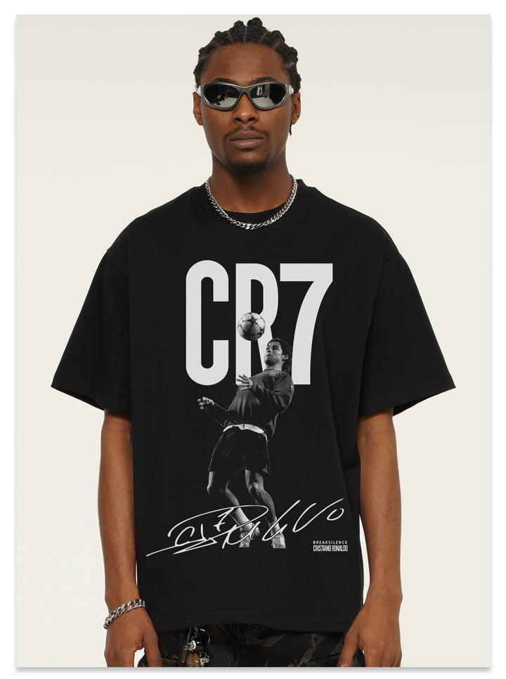 Camiseta CR7 Vintage Masculina - Preto Lavado