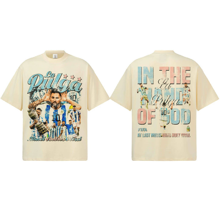 Camiseta Messi La Pulga Argentina Masculina - Branca