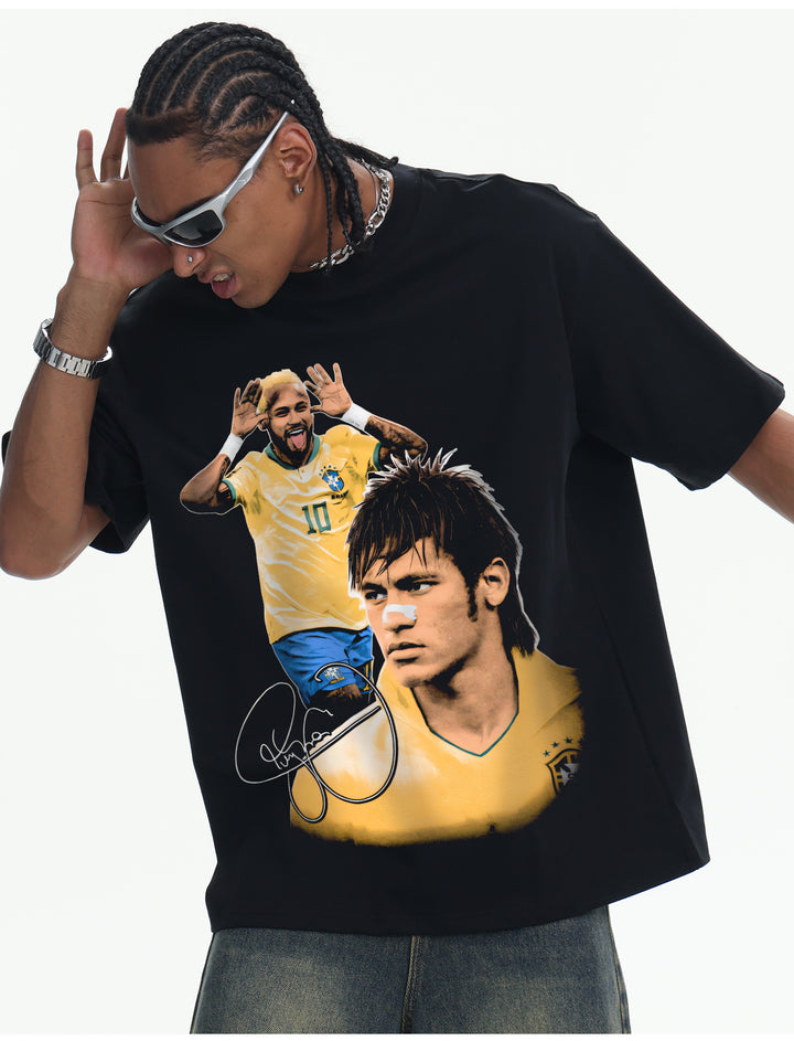 Camiseta Neymar Brasil 10 Vintage Oversized Masculina - Branca