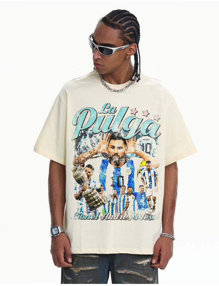 Camiseta Messi La Pulga Argentina Masculina - Branca
