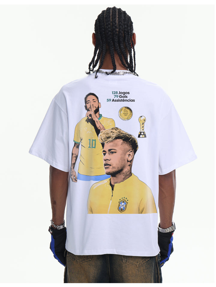 Camiseta Neymar Brasil 10 Vintage Oversized Masculina - Branca