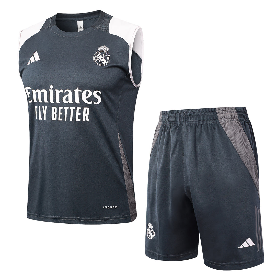 Kit Regata Real Madrid 24/25 - Grafite/Branco/Cinza Chumbo